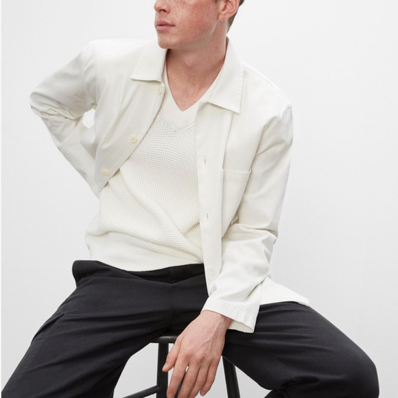 Long Slv Textured Stndrd Workshirt - New With Tags - NEVER WORN - Blanc de Blanc - Picture 3 of 4